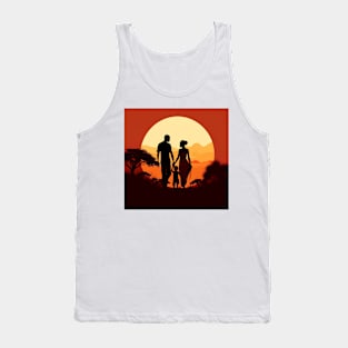 African Mom and Dad with Child African Family Tank Top